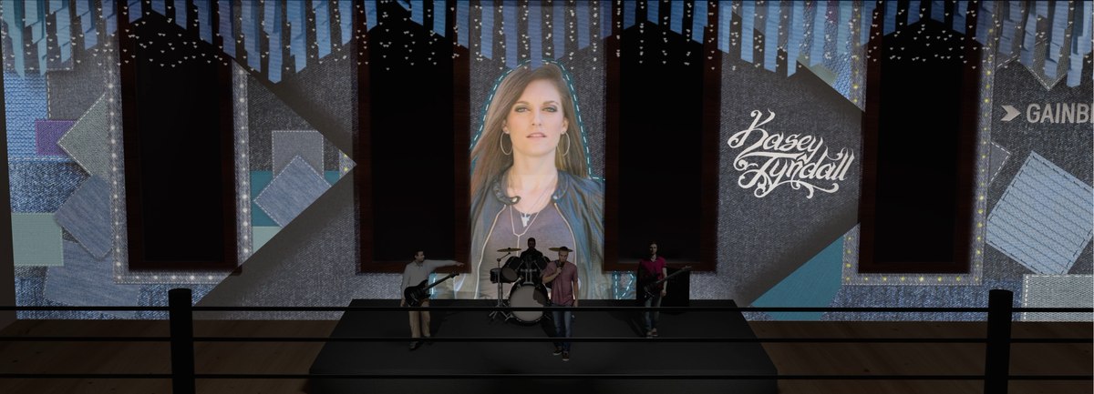 The stage under show lighting, previsualised