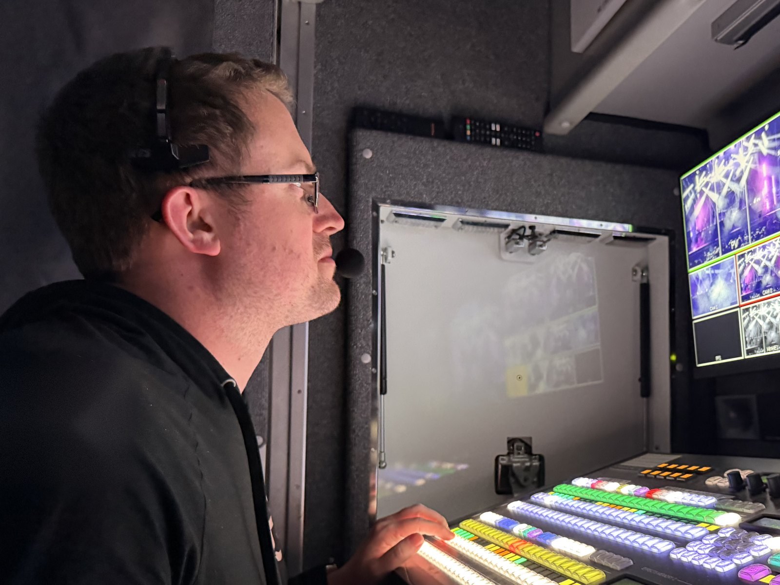 Jeremy Clevenger camera directing from the truck