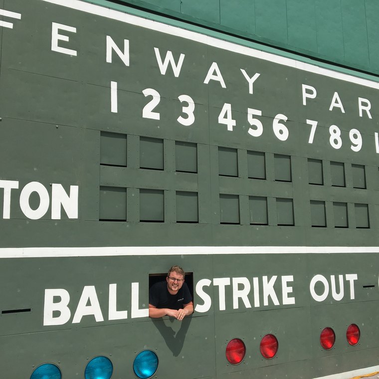 The Fenway Park scoreboard, from inside it