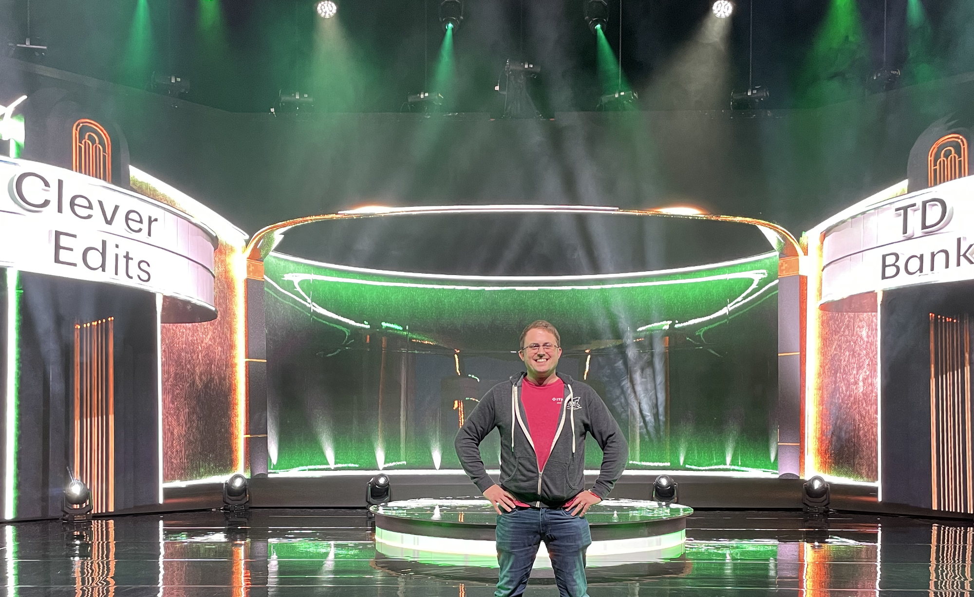 The TD virtual set built and lit